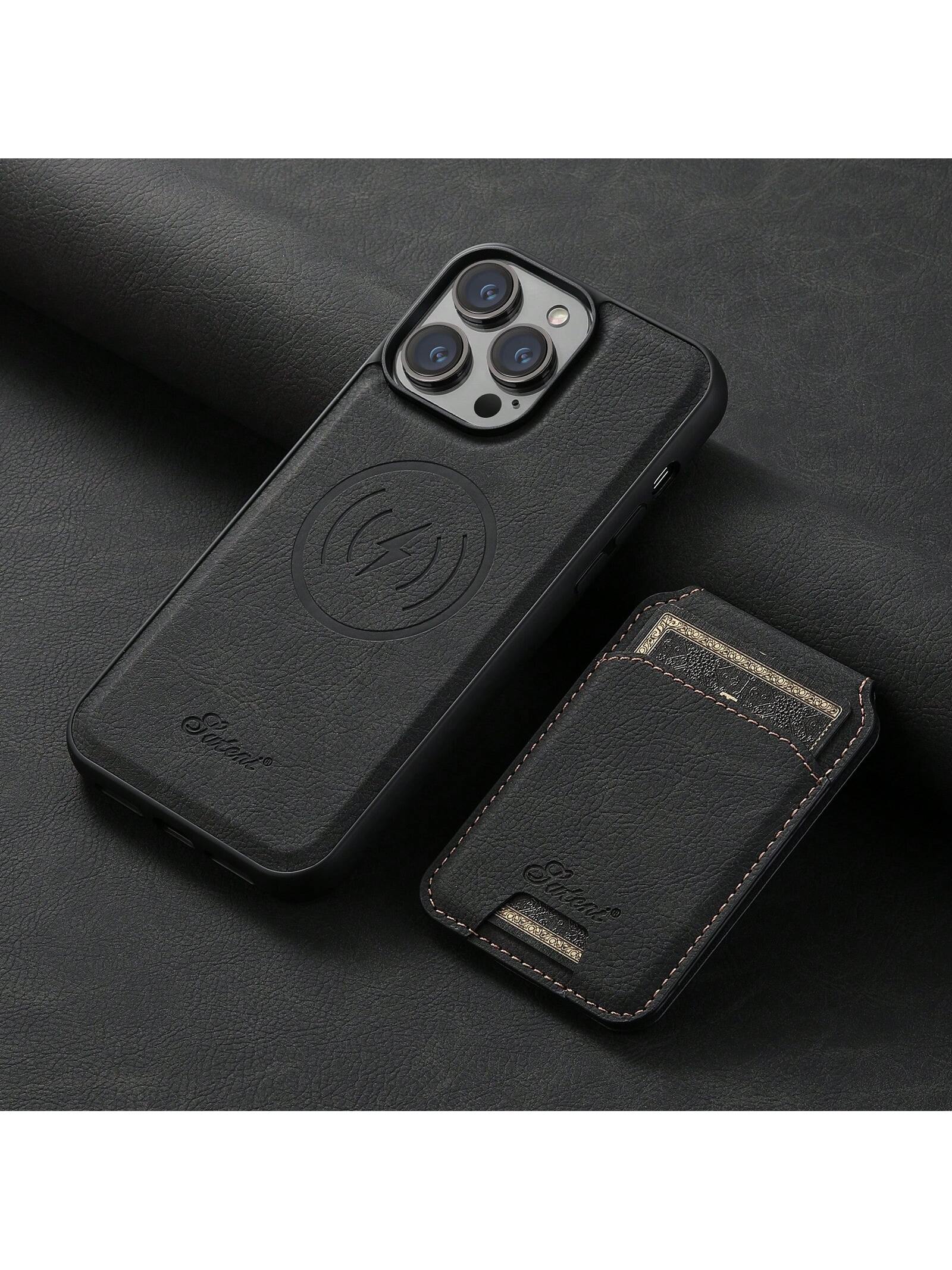 Black Pu Leather Detachable 2-In-1 Phone Case With Card Slot And Compatible With Magsafe Wireless Charging, Compatible With IPhone 15 Pro Max 14 Plus13 12 / Pixel 8 Pro 7 6 / Samsung Galaxy S24 Ultra 23 22 Note 20