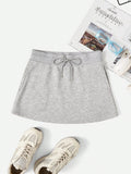 Solid Drawstring Waist Skirt