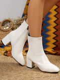 Fashionable, Comfortable, Soft And Lightweight Leather White Booties With High Heels And Side Zipper For Women, Ankle Boots And Short Boots