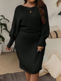 Plus Batwing Sleeve Sweater Dress