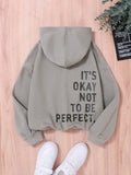 Tween Girl Slogan Graphic Drop Shoulder Hoodie