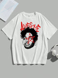 Teen Boy Slogan & Figure Graphic Tee