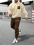 Men Letter Graphic Sweatshirt & Drawstring Waist Sweatpants