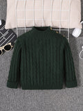 Young Boys Mock Neck Cable Knit Sweater