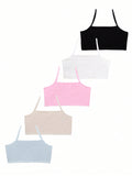 Tween Girl 5pcs Solid Underwear Cami Top
