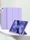 One Back Strap And Pencil Slot Skin-Friendly Material Anti-Drop Tablet Case, Compatible With IPad Mini 4/5/6/9.7/10.2/10.5/Air4/Air5/10th/10.9/Pro11 Inch/Air11 (M2)/Air13 (M2)/Pro11 (M4)/Pro13 (M4)/2024 12.9inch Model