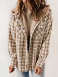 Plaid Print Teddy Lined Hooded Coat