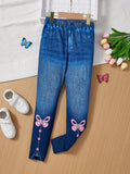 Tween Girl Butterfly Print Split Hem Leggings
