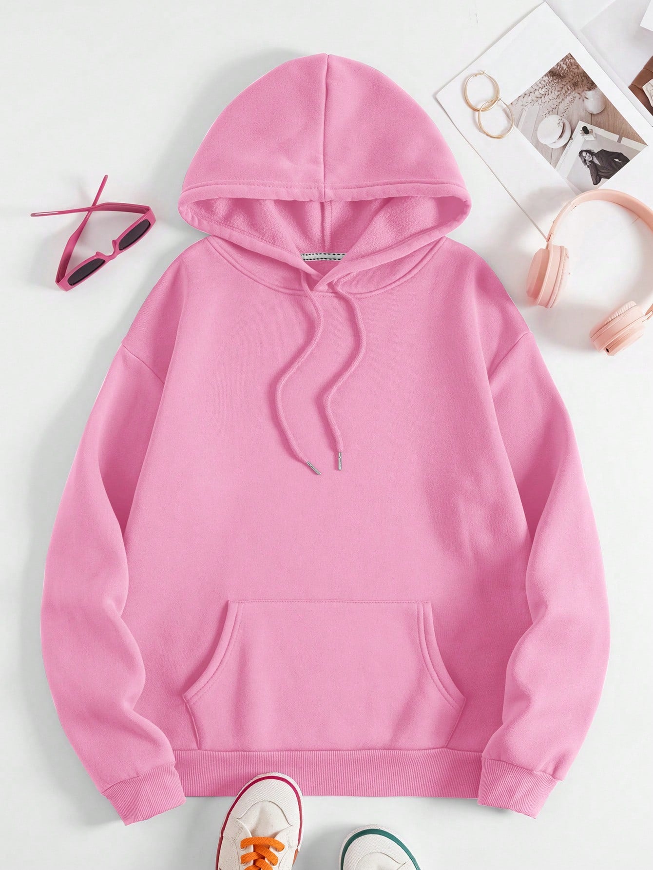 Kangaroo Pocket Drawstring Thermal Lined Hoodie