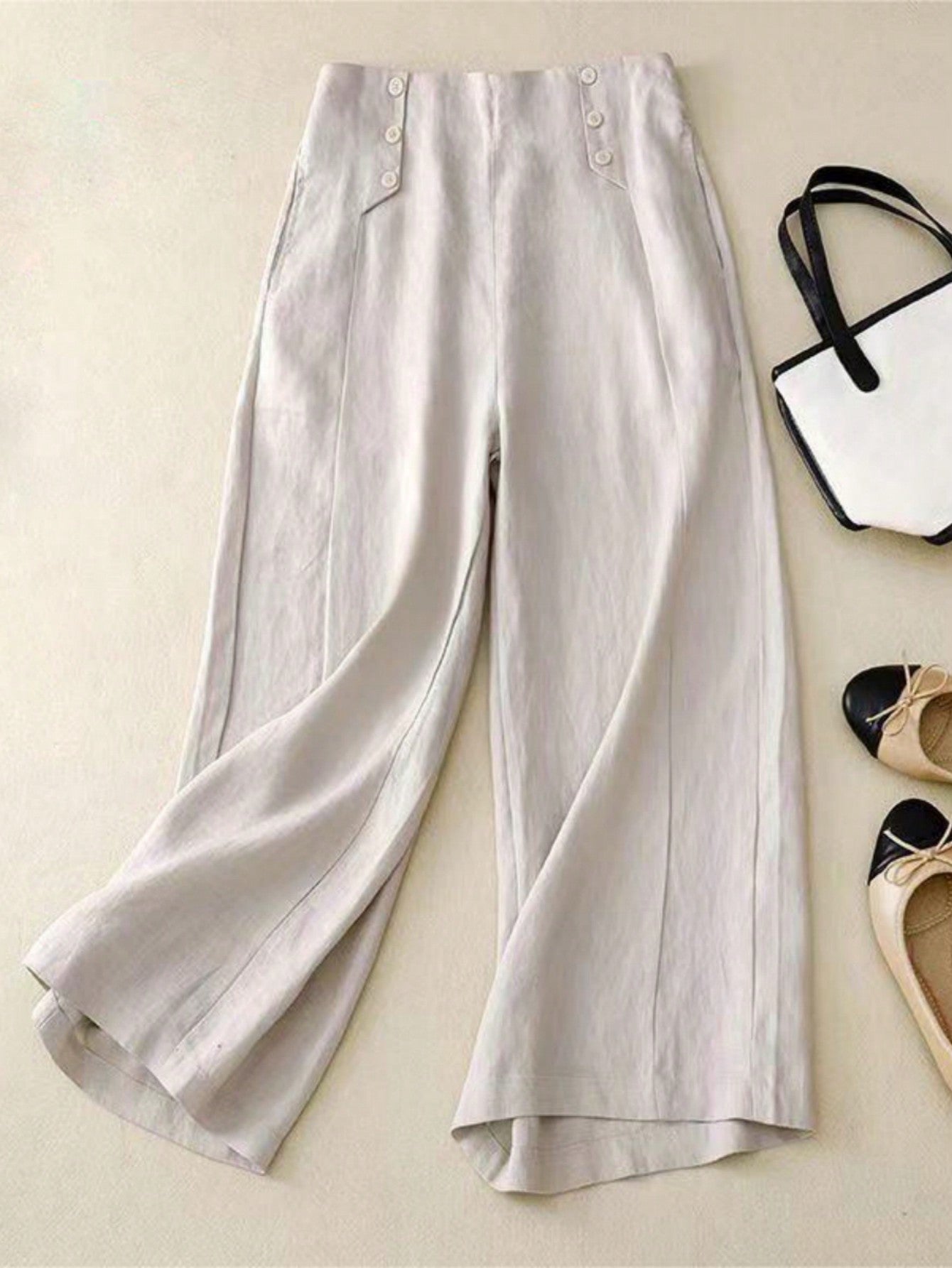 Solid Wide Leg Pants