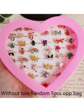 5pcs/pack New Arrival Kids' Fashionable Cute Adjustable Alloy Rings