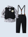 Young Boy 3pcs/Set Gentleman Suit With Long Sleeve Shirt, Vest And Pants, Suitable For Birthday Parties, Wedding And Other Events