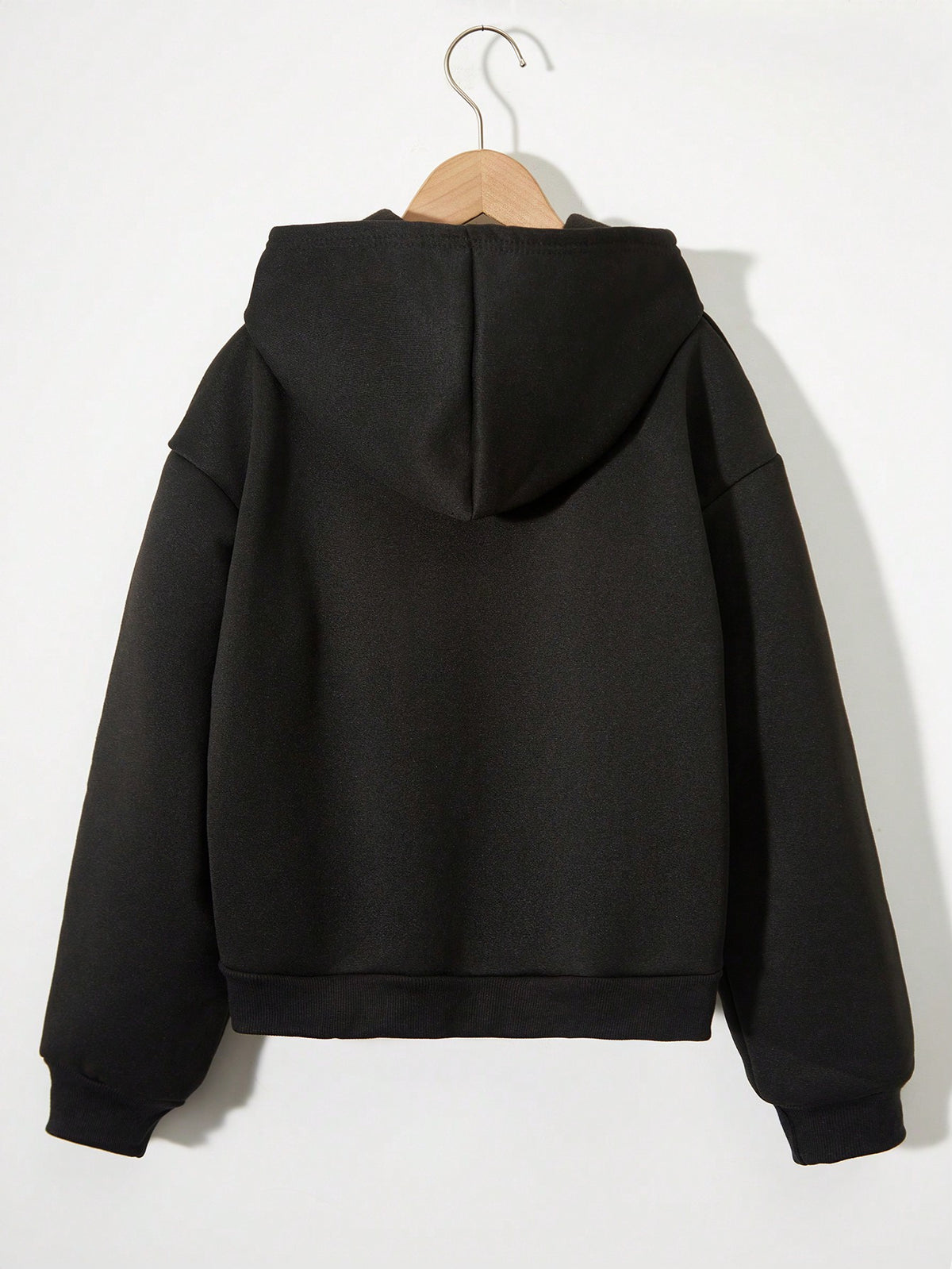 Teen Girl Zip Up Drop Shoulder Thermal Lined Hoodie