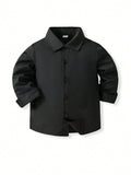 Young Boy Autumn Long Sleeve Solid Color Shirt