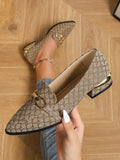 Pointy-toe Plating Heels & Metallic Buckle Design Fashionable Loafers, Spring/autumn New Arrival