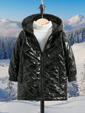 Young Boy Zip Up Hooded Quilted Coat Without Sweater