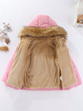 Little Girls' Autumn And Winter Puffer Coat, Casual Thickened Hooded Jacket