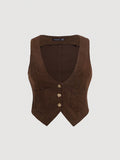 Plus Button Front Vest Jacket