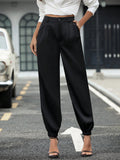 Solid Slant Pocket Suit Pants