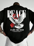 Men Plus Size Loose-Fit Pigeon & Slogan Printed Graphic Tee, Summer