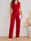 Tall Solid Button Front Waistcoat & Pants