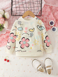 Young Girl Floral & Star Print Sweatshirt