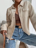 Apricot Flap Pocket Button Front Corduroy Jacket