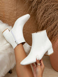 Women's New Simple And Versatile Square Toe Mid-low Heel Short Boots And Ankle Boots