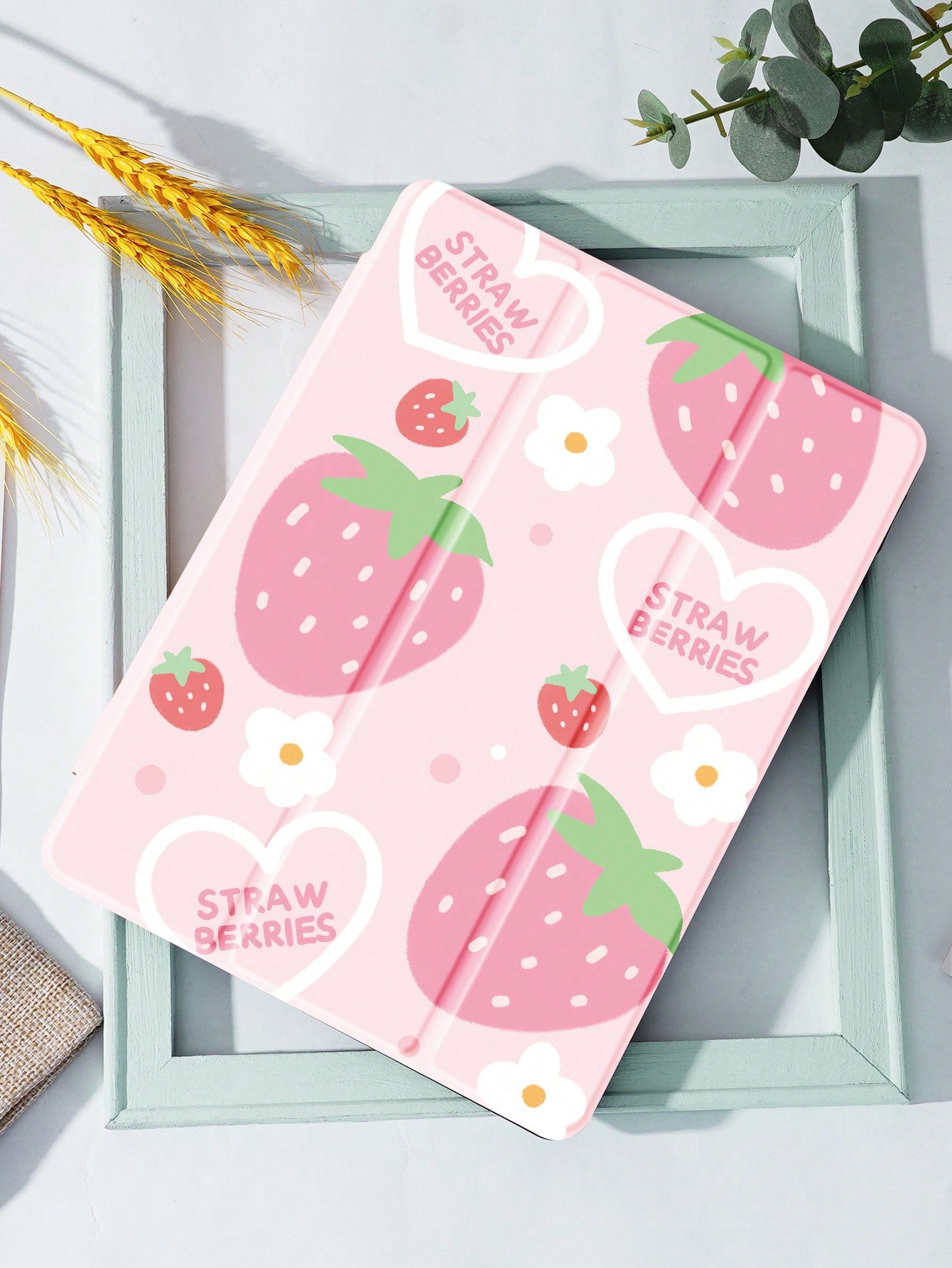 Strawberries Case Compatible With IPad 10.2 Inch 2021/2020 IPad 9th/8th Generation,Compatible With Samsung Galaxy Tab A8 10.5 Inch 2022,Huawei Matepad 10.4/ Tab/Xiaomi Cover,With Pen Holder,Supports Automatic Sleep/Wake Lid