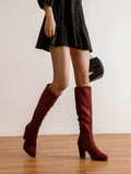 Women's Chunky Heel Knee High Round Toe Fashionable Boots For Winter