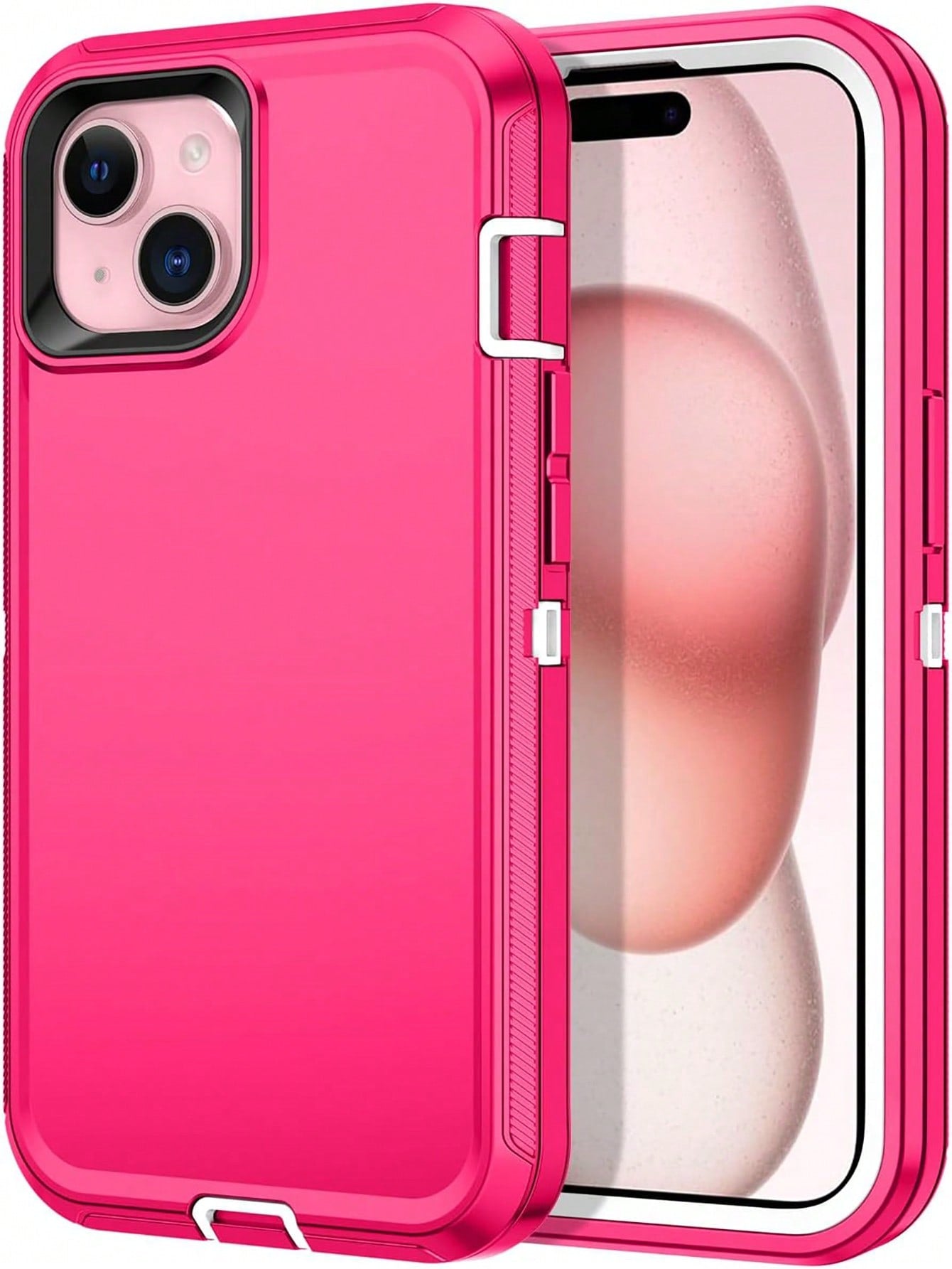 Pink Neon Heavy Duty Shockproof 3-Layer Full Body Protection Tough Hybrid Rubber Strong Durable Phone Case