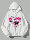 Coolane Casual Spider Printed Thick Hooded Women's Oversized Sweatshirt, Autumn/Winter Scream