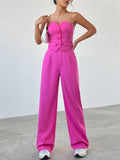 Ladies' Strapless Button Up Top And Pants Set