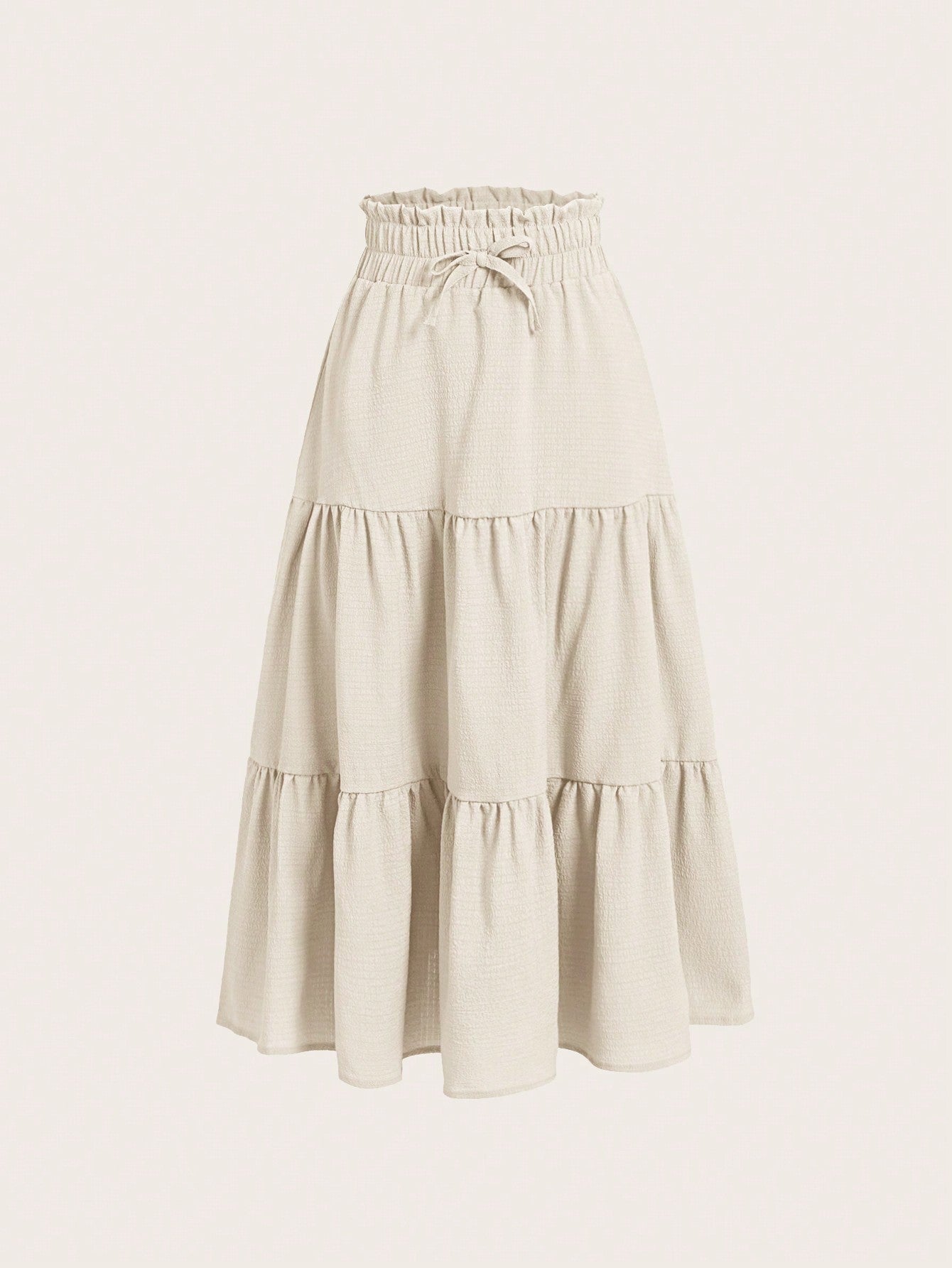 Tween Girl Paperbag Waist Knot Front Ruffle Hem Skirt