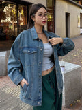 Flap Detail Drop Shoulder Denim Jacket