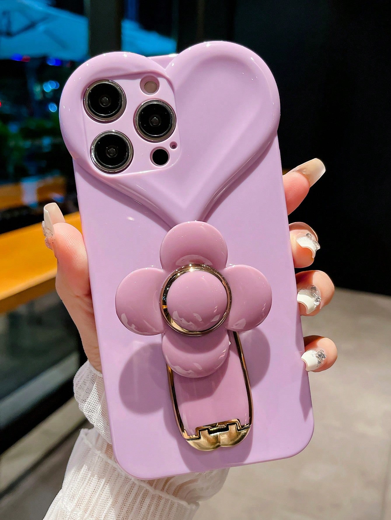 Plain Phone Case With Flower Design Phone Holder Compatible With iPhone 15/15Pro/15Plus/15Promax