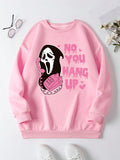 Cartoon And Text Printed Crewneck Sweatshirt