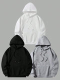 3pcs/Set Men's Loose Fit Hoodie With Kangaroo Pocket And Drawstring
