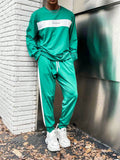 Men Plus Letter Print Round Neck Sweatshirt And Drawstring Joggers Two-Piece Set