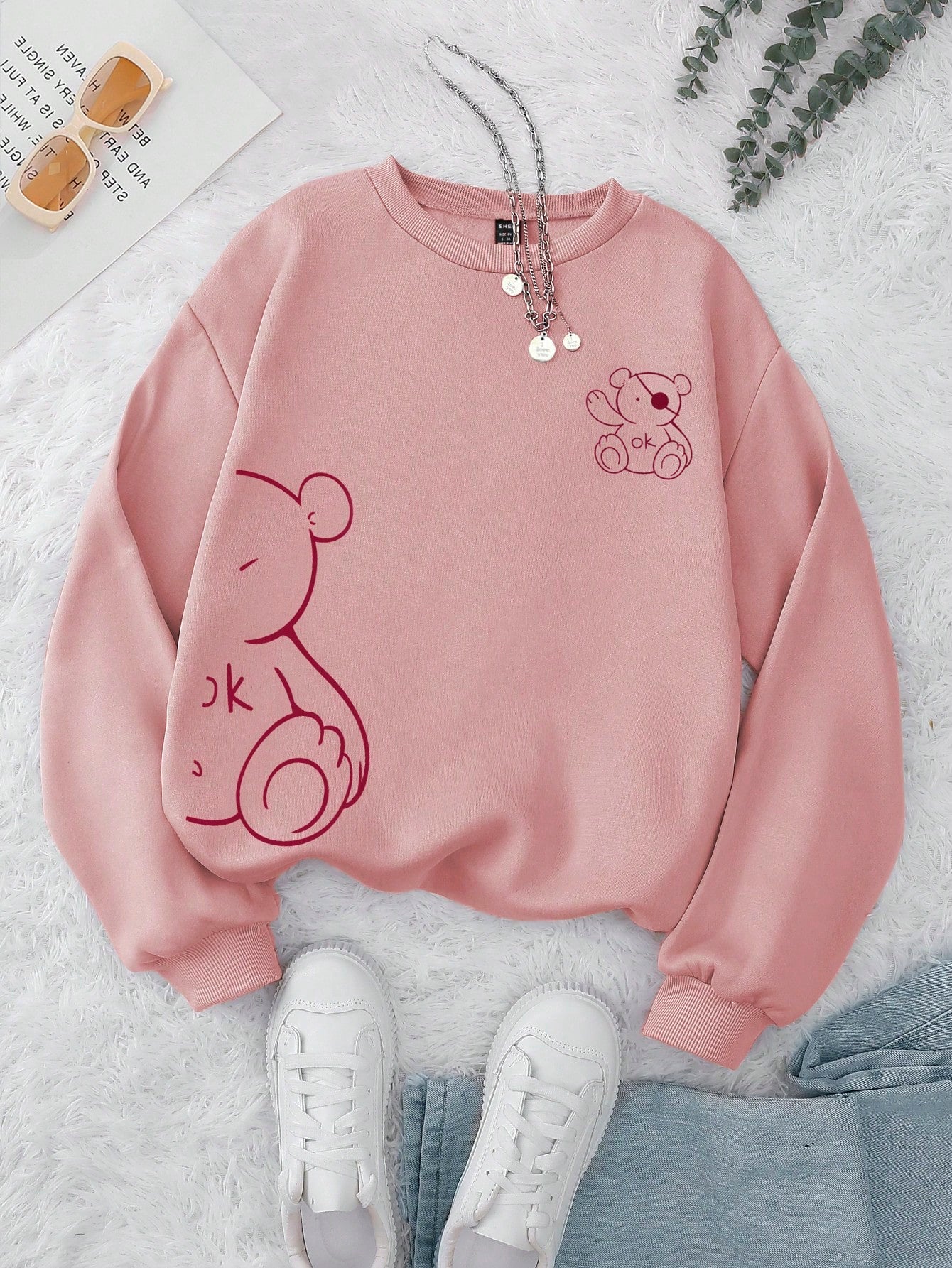 Cartoon Graphic Thermal Lined Sweatshirt