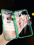 Double-Sided Magnetic King Glass Flip Phone Case Compatible With Apple 15 14 13 12 11 XS XR X 7 8Plus Pro Max, With Metallic Bumper Edge & Anti-Drop Function