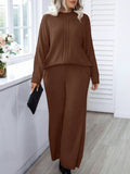 Women's Plus Size Stand Collar Cable Knit Sweater And Knit Pants Set