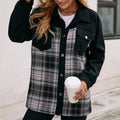 Plaid Spliced Dropped Shoulder Longline Jacket