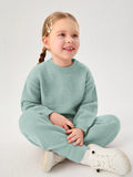 Young Girl Solid Color Casual Sweater Suit