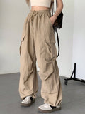 Women's Solid Color Drawstring Waist Wide-leg Pants