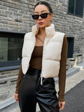 Ladies' White Sleeveless Padded Jacket