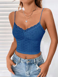 Knitted Cami Top With Lace Panel