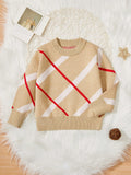 Toddler Boys' Color Block Geometric Pattern Round Neck Sweater