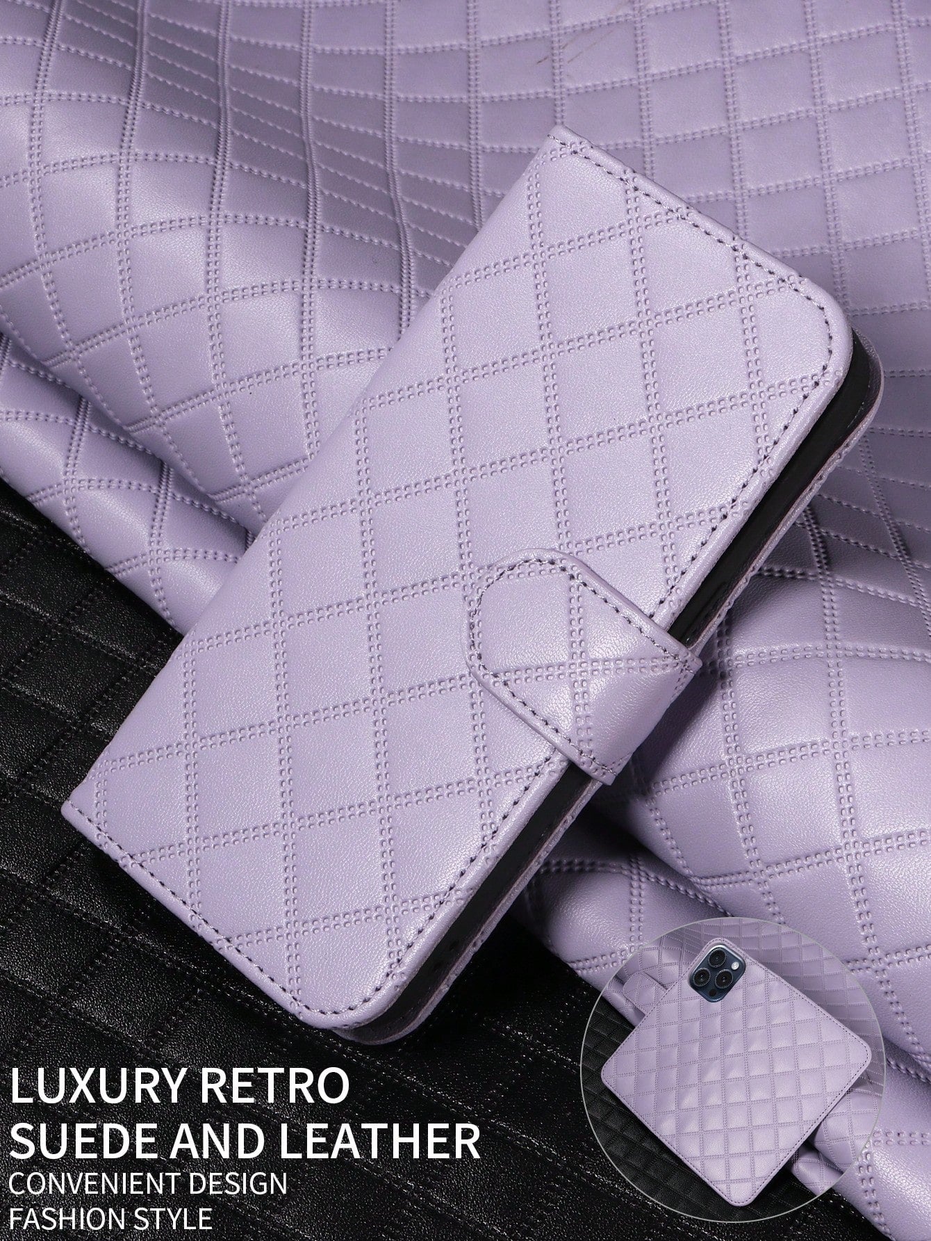 Plaid Card Slot Anti-Drop PU Flip Phone Case For Apple/Samsung/Xiaomi/Redmi/Oppo/Huawei
