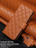 Plaid Pattern Card Slot Anti-Drop PU Leather Flip Phone Case, Compatible With Apple/Samsung/Xiaomi/Redmi/Oppo/Huawei